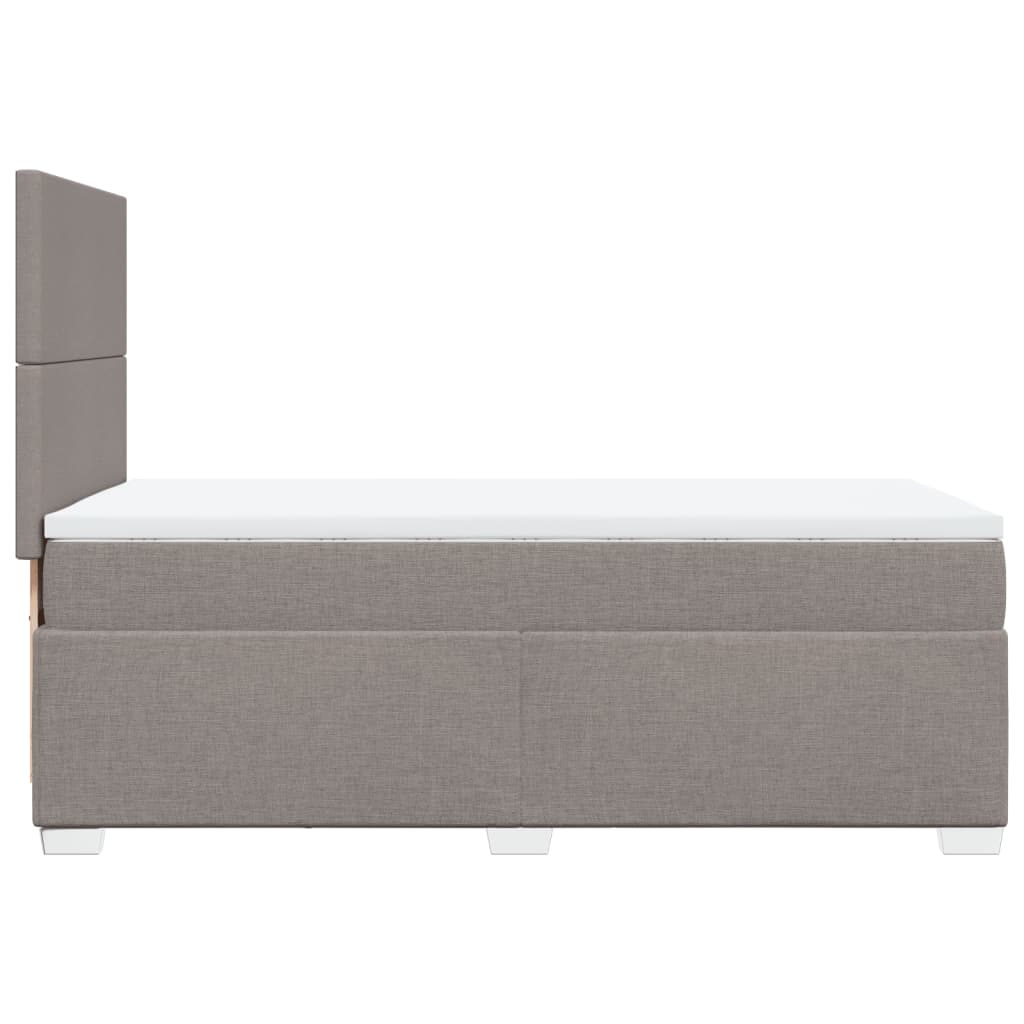 vidaXL Łóżko kontynentalne z materacem, taupe, tkanina, 90x200 cm