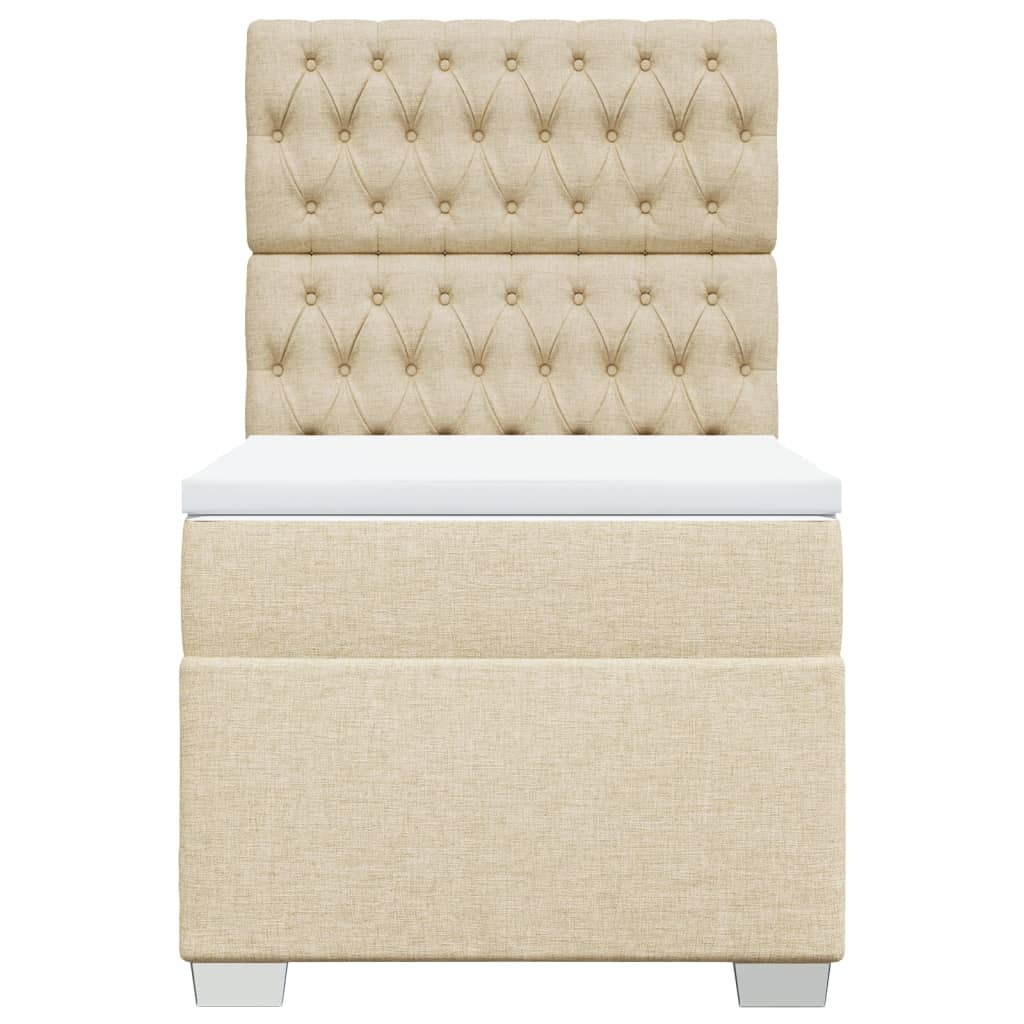 vidaXL Łóżko kontynentalne z materacem, kremowe, tkanina, 90x200 cm
