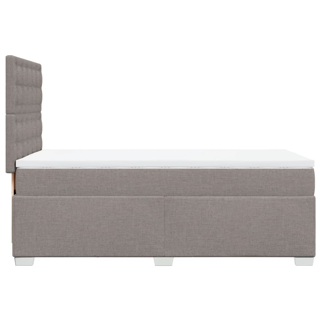 vidaXL Łóżko kontynentalne z materacem, taupe, tkanina, 100x200 cm