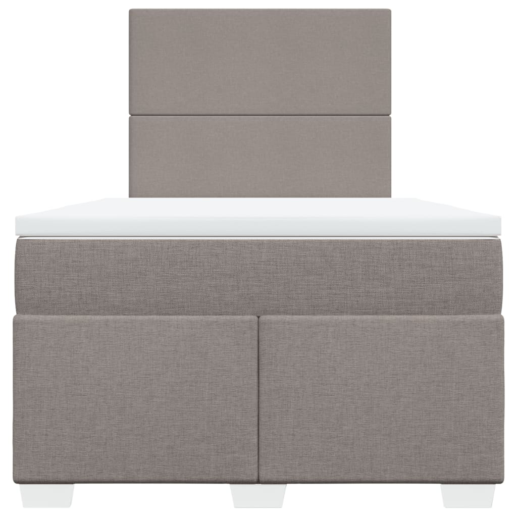 vidaXL Łóżko kontynentalne z materacem, taupe, 120x190 cm, tkanina