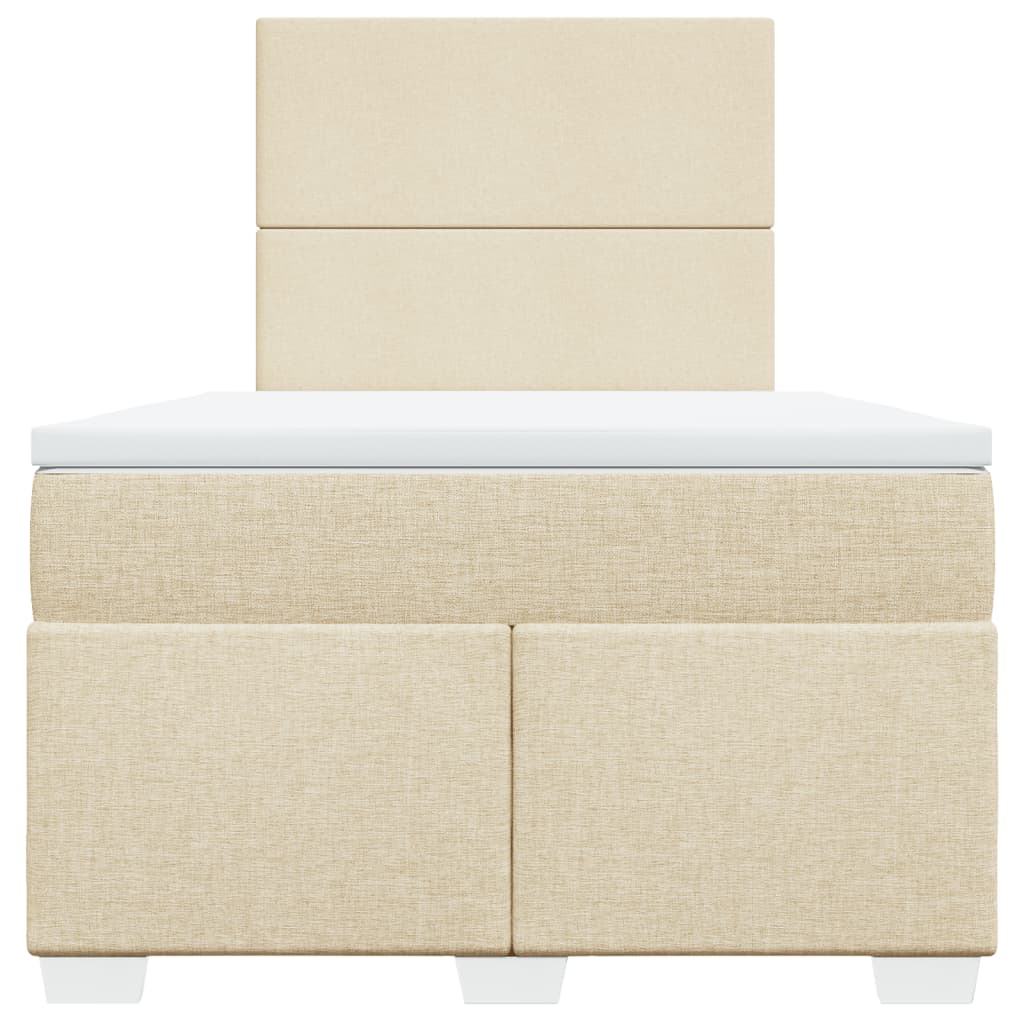 vidaXL Łóżko kontynentalne z materacem, kremowe, 120x190 cm, tkanina