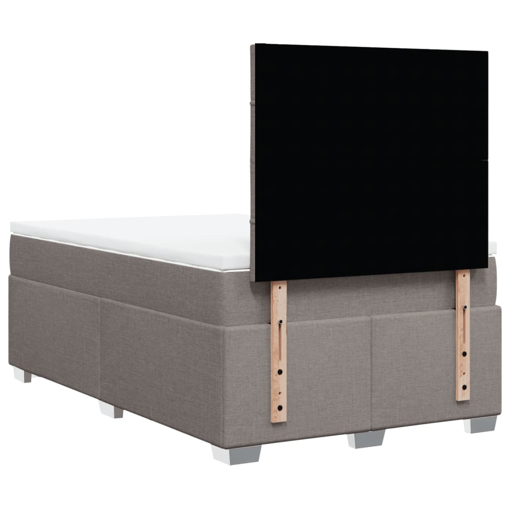 vidaXL Łóżko kontynentalne z materacem, taupe, 120x190 cm, tkanina