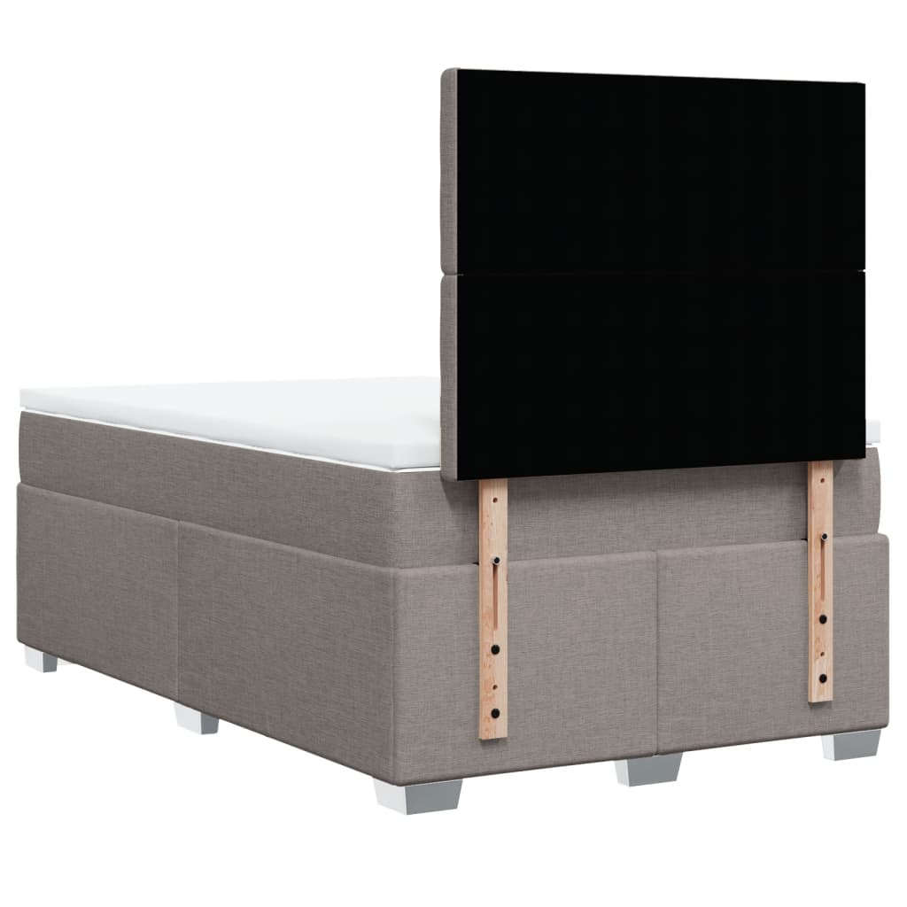 vidaXL Łóżko kontynentalne z materacem, taupe, 120x190 cm, tkanina