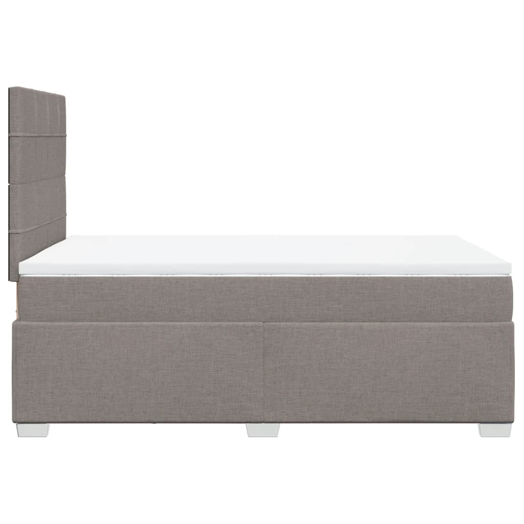 vidaXL Łóżko kontynentalne z materacem, taupe, tkanina, 120x200 cm