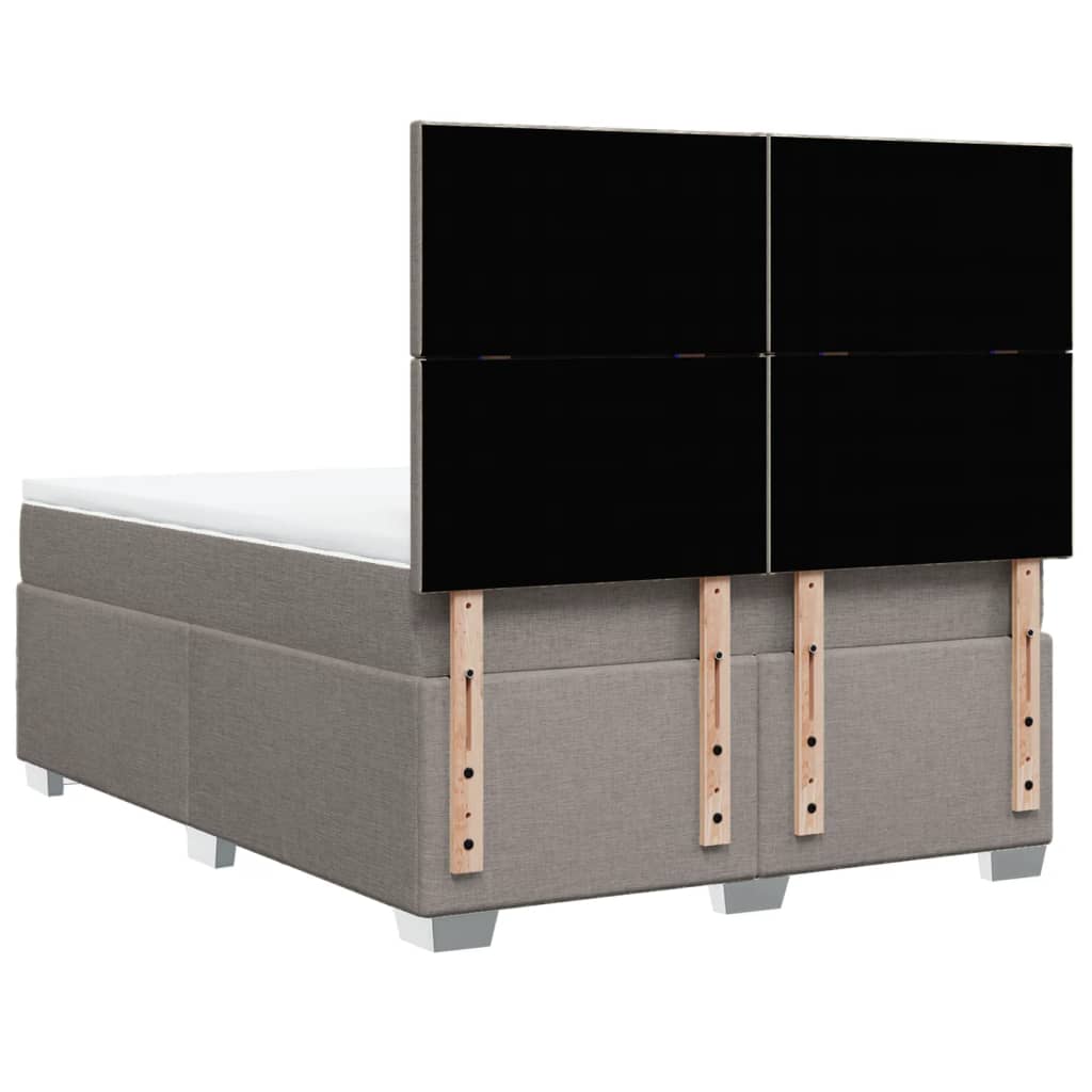 vidaXL Łóżko kontynentalne z materacem, taupe, tkanina, 140x190 cm