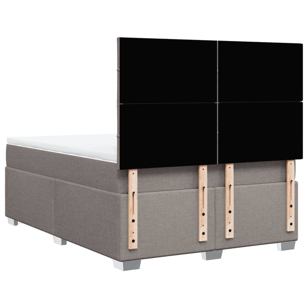 vidaXL Łóżko kontynentalne z materacem, taupe, tkanina, 140x190 cm