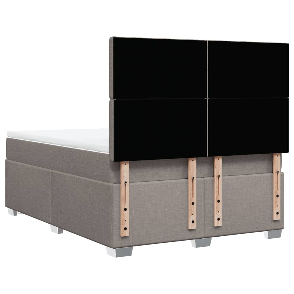 vidaXL Łóżko kontynentalne z materacem, taupe, tkanina, 140x190 cm