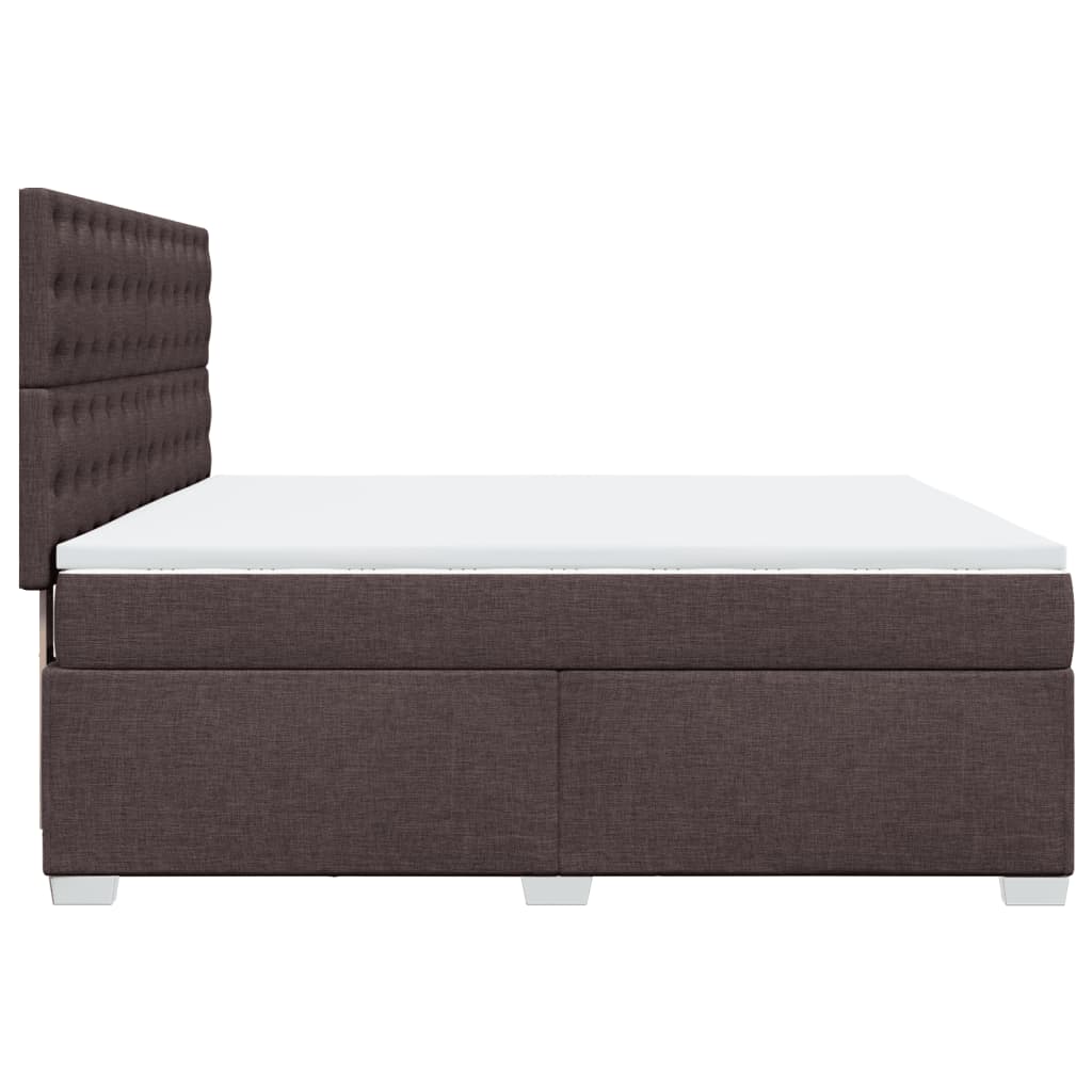 vidaXL Łóżko kontynentalne z materacem, brązowe, tkanina, 180x200 cm