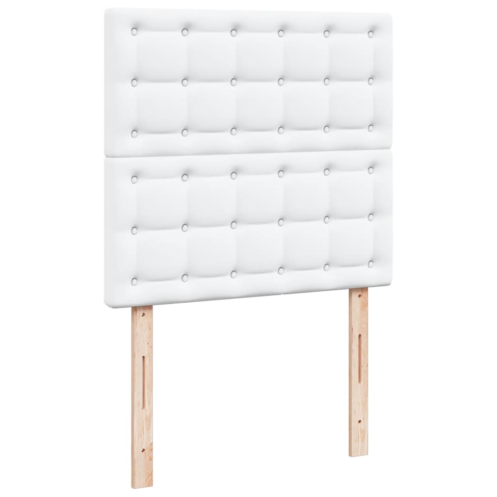 vidaXL Łóżko kontynentalne z materacem, białe, ekoskóra 90x200 cm