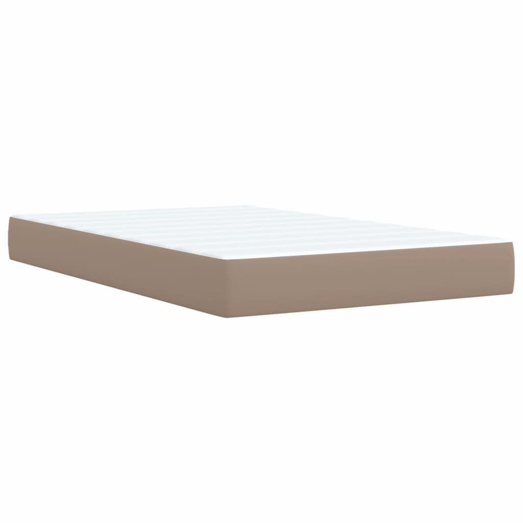vidaXL Łóżko typu box spring z materacem, cappuccino, 120x190cm ekoskóra