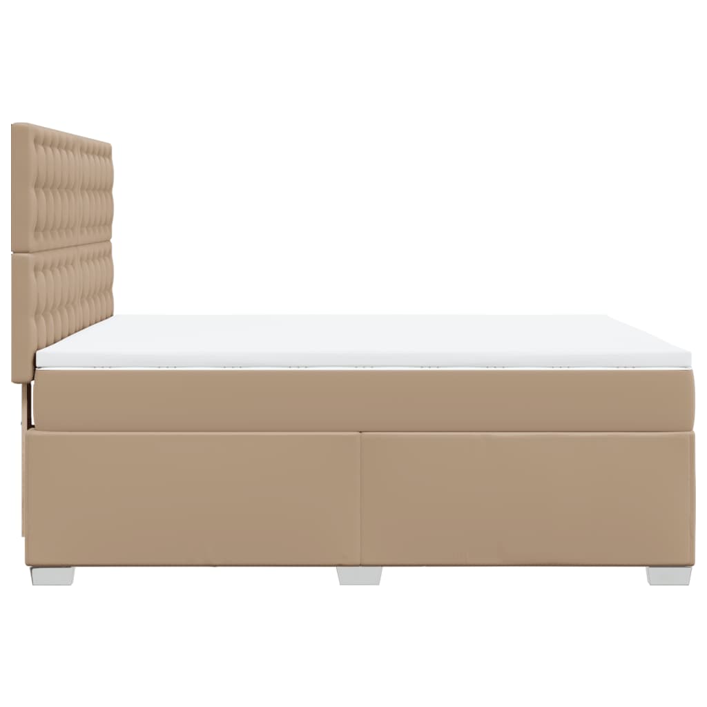 vidaXL Łóżko kontynentalne z materacem, cappuccino, ekoskóra 140x190cm
