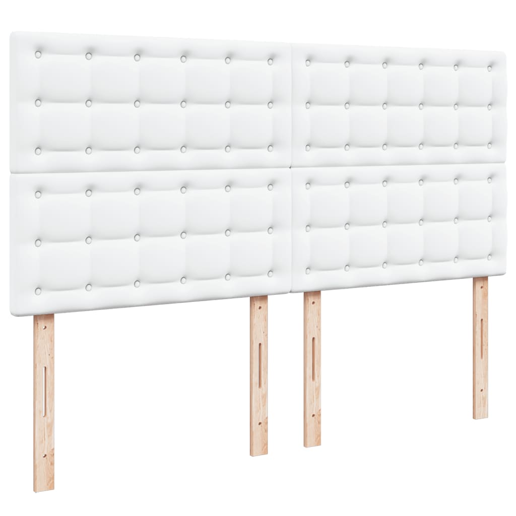 vidaXL Łóżko kontynentalne z materacem, białe, ekoskóra 200x200 cm
