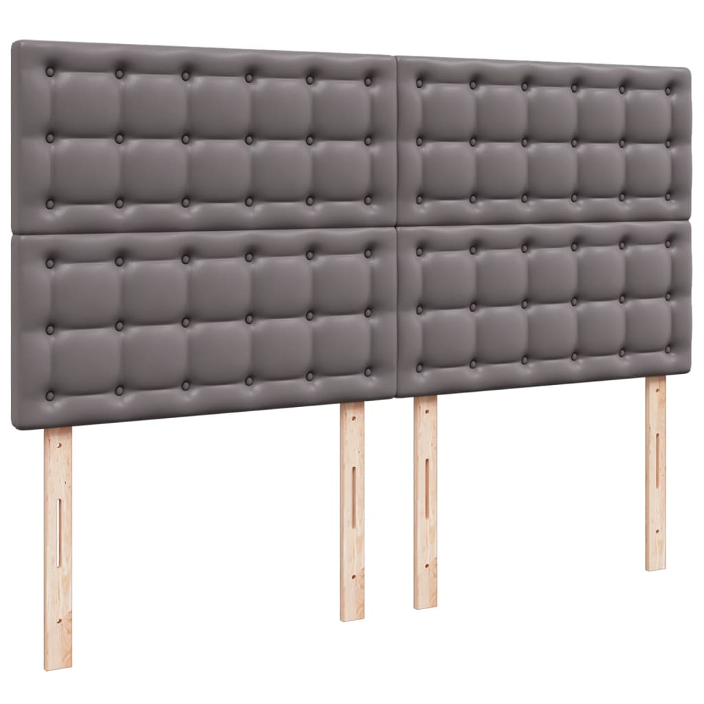 vidaXL Łóżko kontynentalne z materacem, szare, ekoskóra 200x200 cm