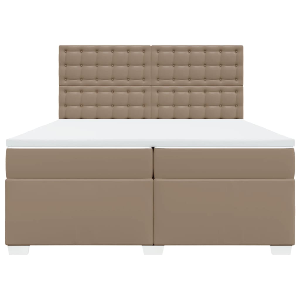 vidaXL Łóżko kontynentalne z materacem, cappuccino ekoskóra 200x200 cm