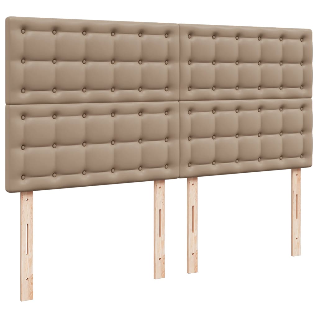 vidaXL Łóżko kontynentalne z materacem, cappuccino ekoskóra 200x200 cm