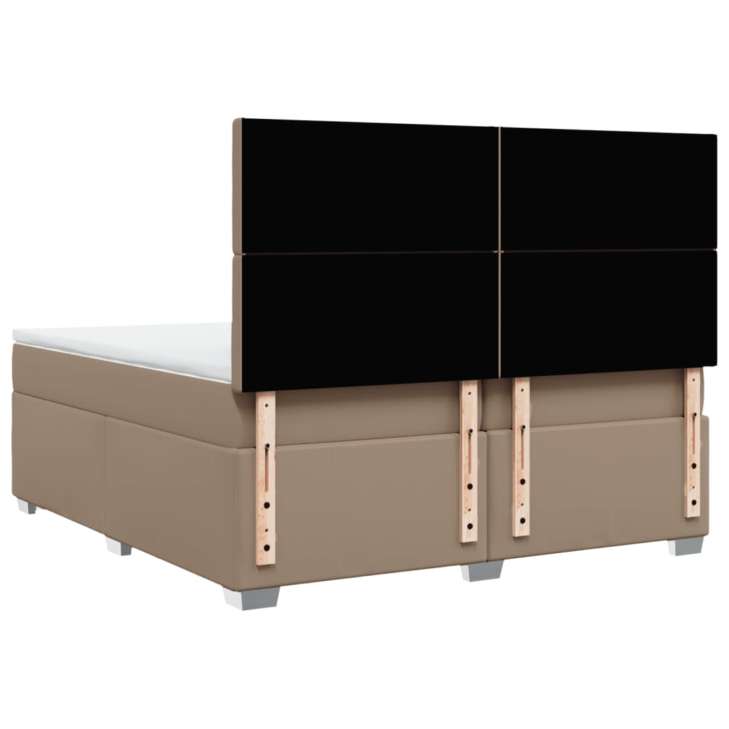 vidaXL Łóżko kontynentalne z materacem, cappuccino ekoskóra 200x200 cm