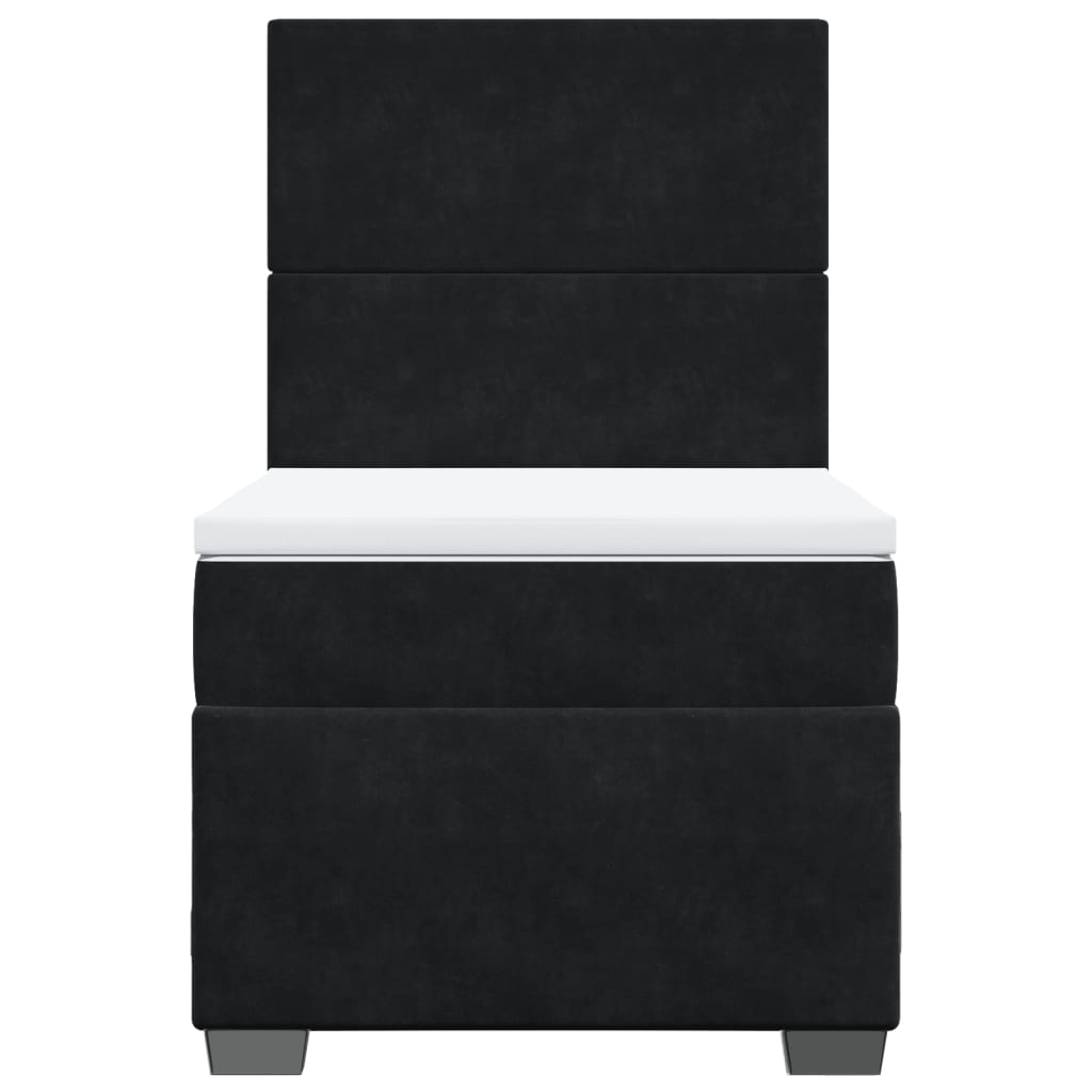 vidaXL Łóżko kontynentalne z materacem, czarne, aksamit 90x190 cm