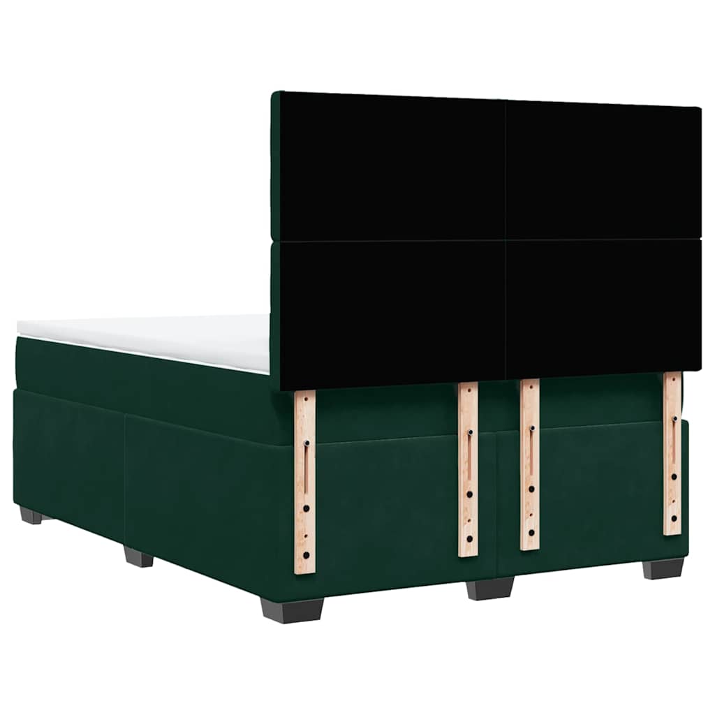 vidaXL Łóżko kontynentalne z materacem, zielone, aksamit, 140x190 cm