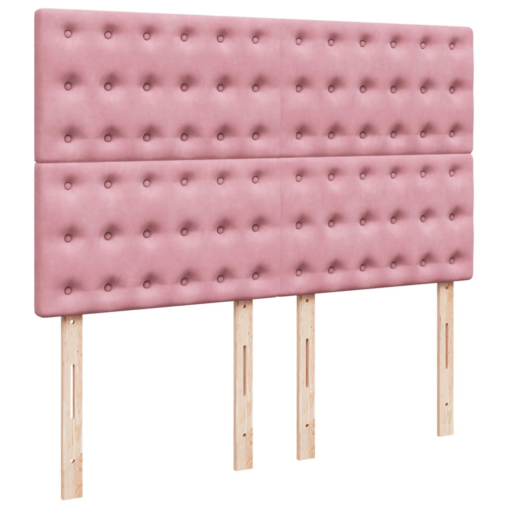 vidaXL Łóżko kontynentalne z materacem, różowe, 160x200 cm, aksamit
