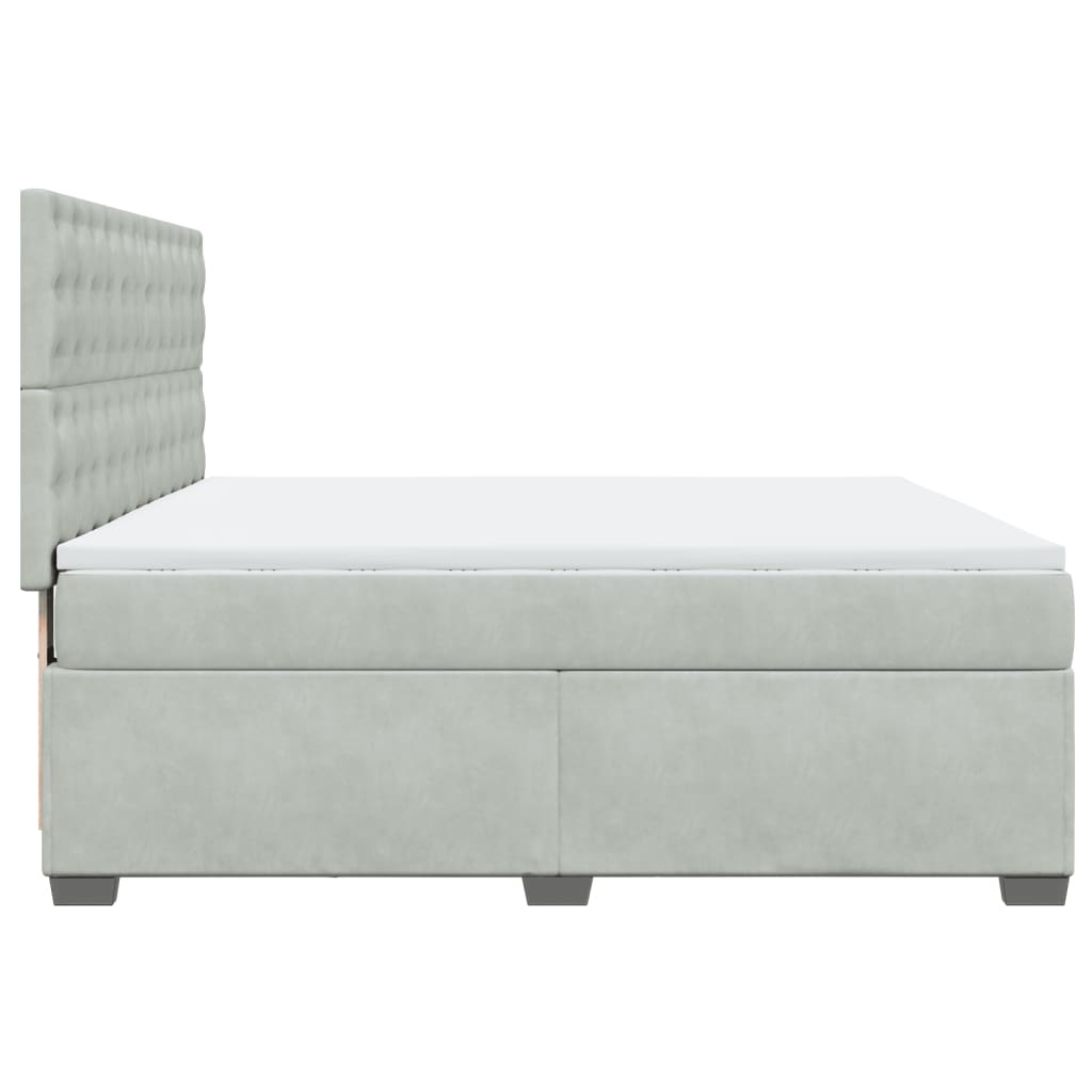 vidaXL Łóżko kontynentalne z materacem, jasnoszare, 180x200cm, aksamit