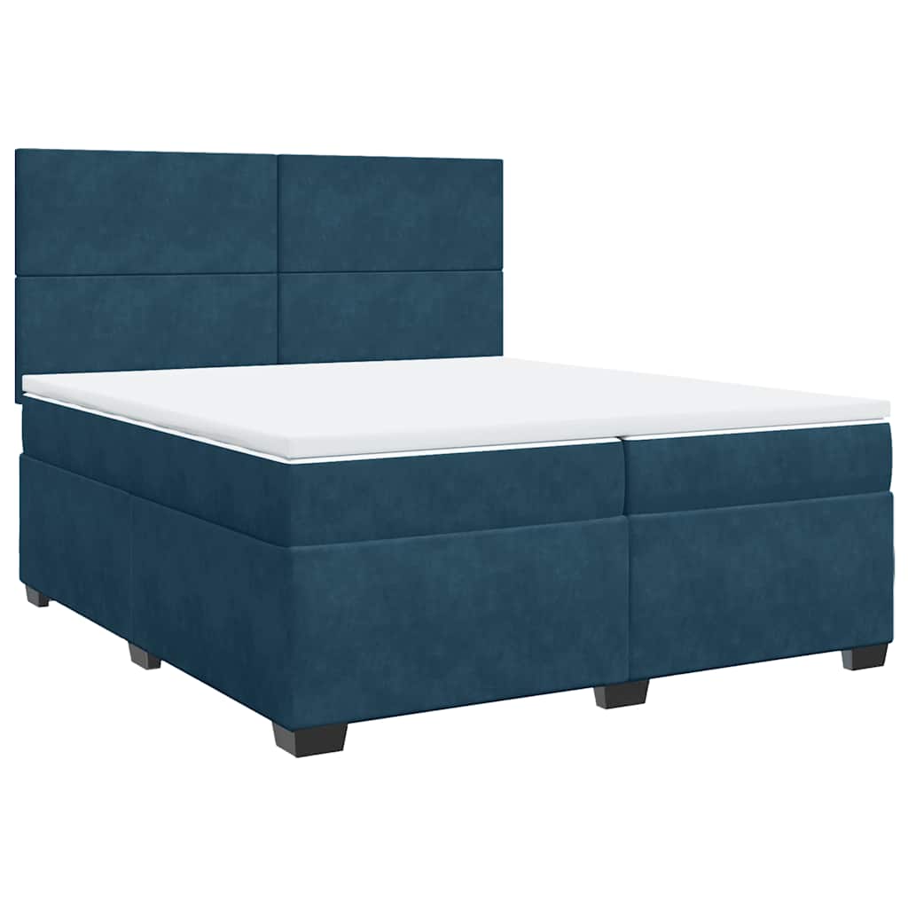 vidaXL Łóżko kontynentalne z materacem, niebieskie, aksamit, 200x200cm