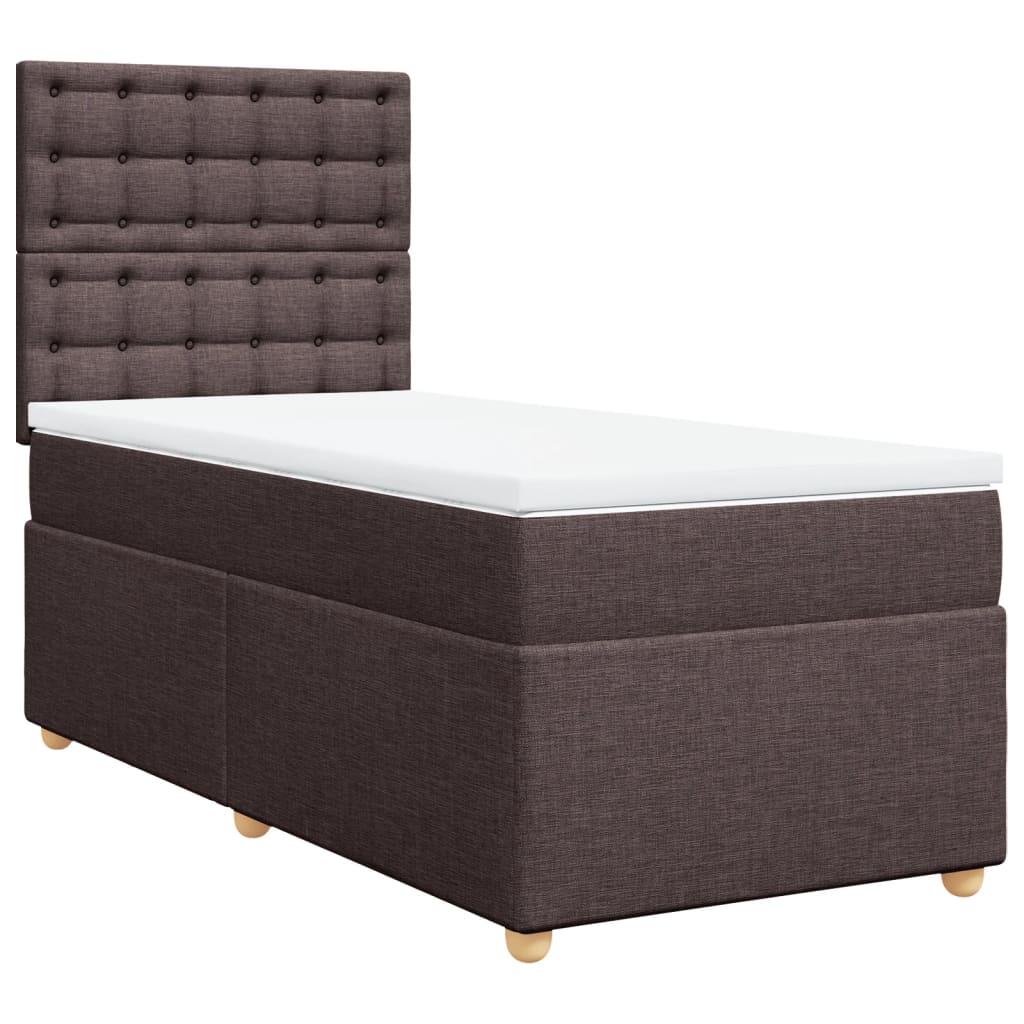 vidaXL Łóżko kontynentalne z materacem, brązowe, tkanina, 80x200 cm