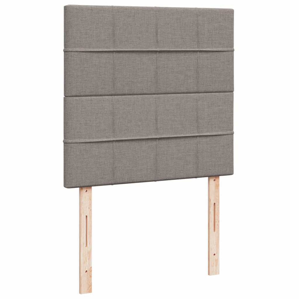 vidaXL Łóżko kontynentalne z materacem, taupe, tkanina, 90x190 cm