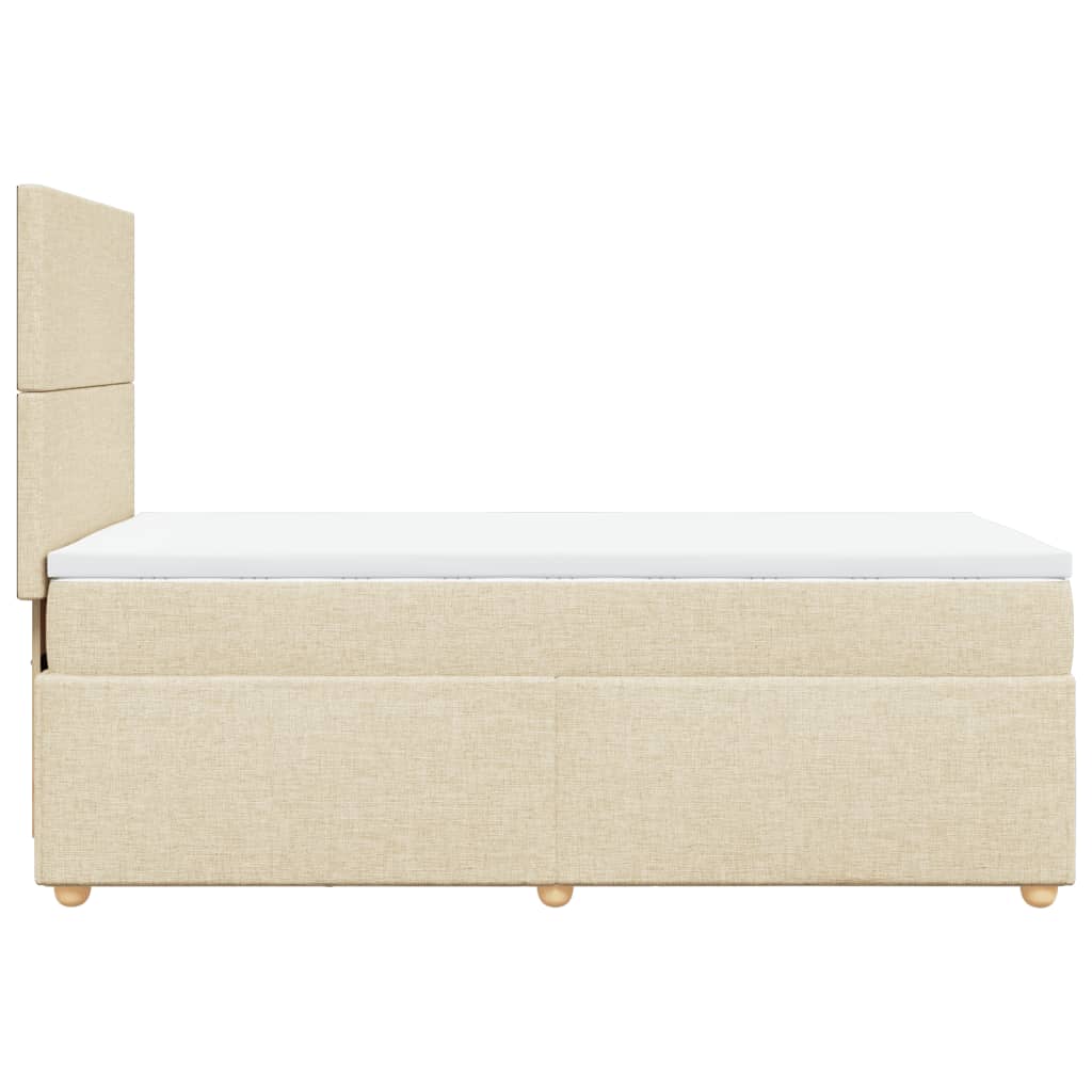 vidaXL Łóżko kontynentalne z materacem, kremowe, tkanina, 100x200 cm