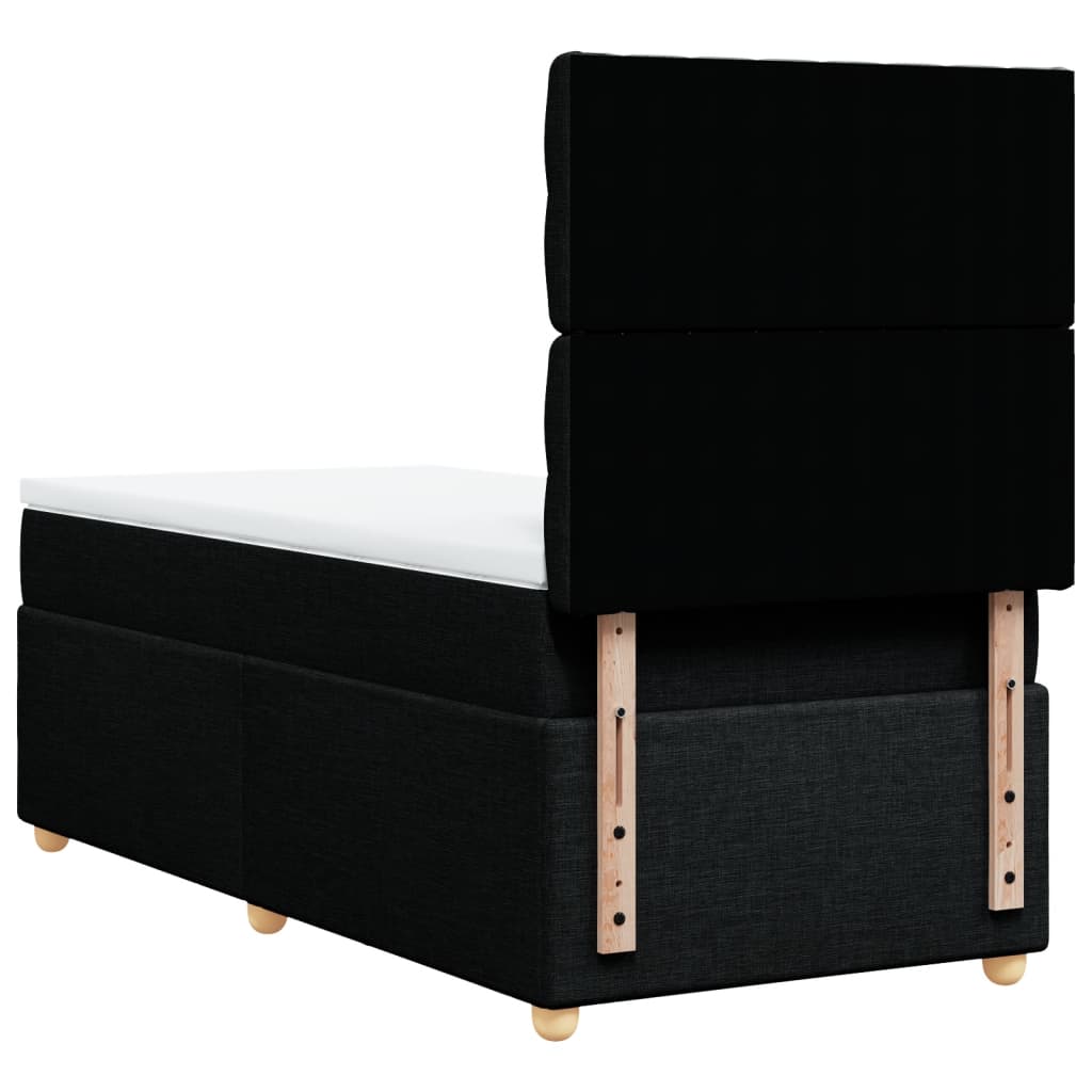 vidaXL Łóżko kontynentalne z materacem, czarne, tkanina, 100x200 cm