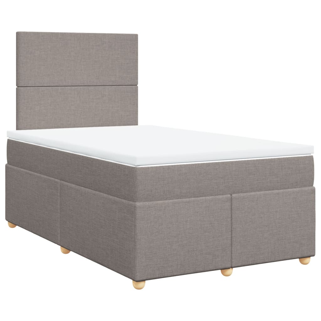 vidaXL Łóżko kontynentalne z materacem, taupe, 120x190 cm, tkanina