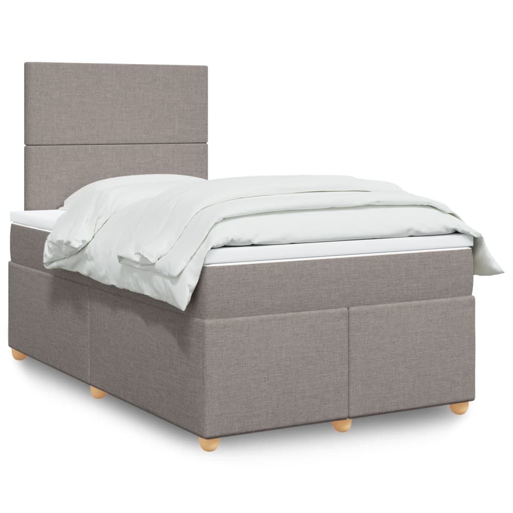 vidaXL Łóżko kontynentalne z materacem, taupe, 120x190 cm, tkanina