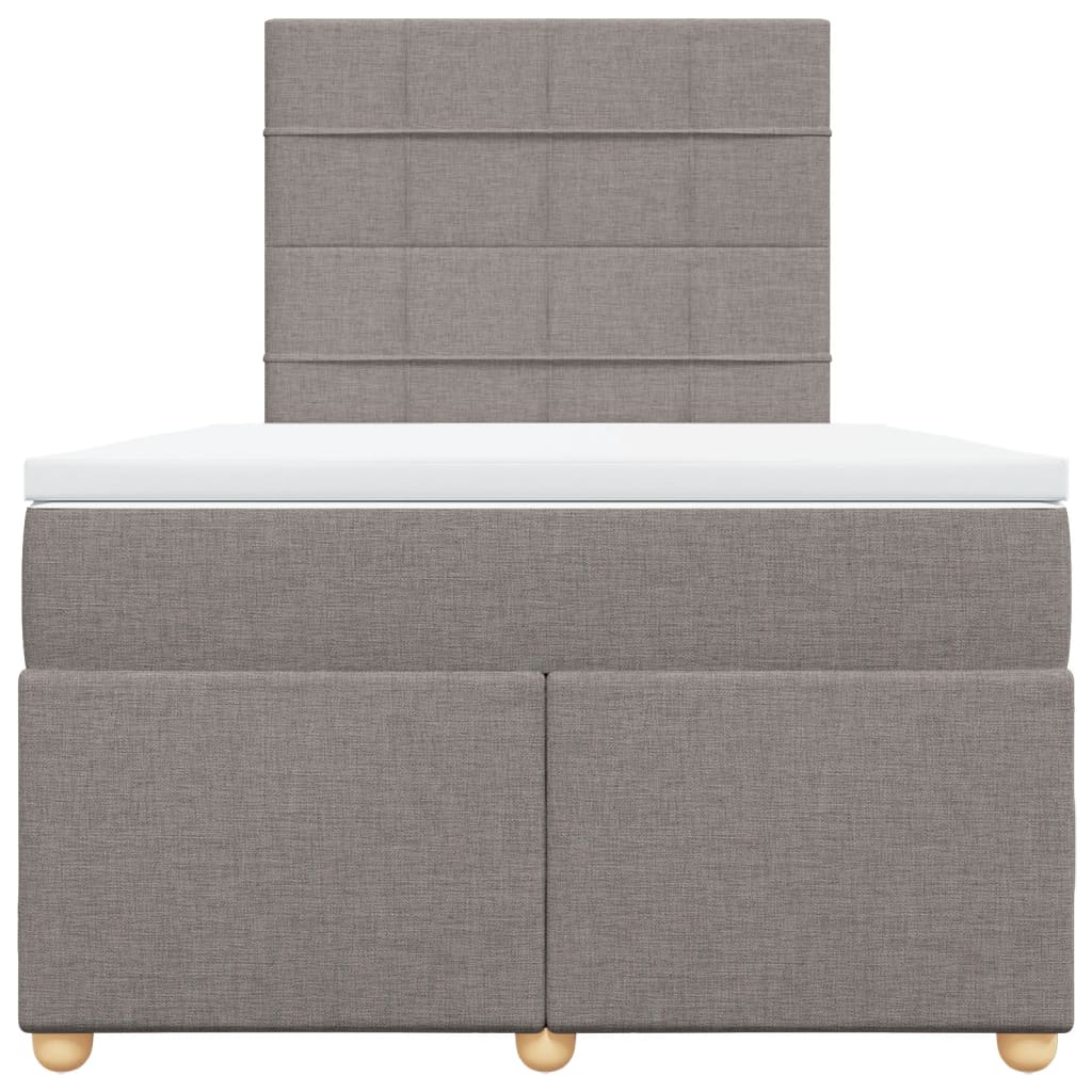 vidaXL Łóżko kontynentalne z materacem, taupe, 120x190 cm, tkanina