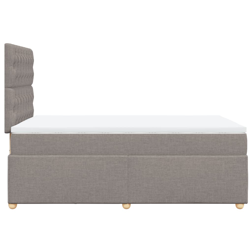 vidaXL Łóżko kontynentalne z materacem, taupe, 120x190 cm, tkanina