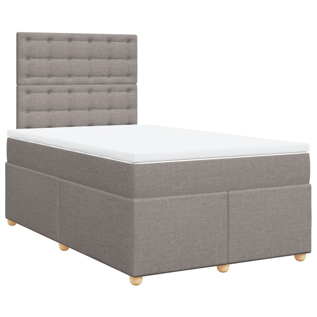 vidaXL Łóżko kontynentalne z materacem, taupe, 120x190 cm, tkanina