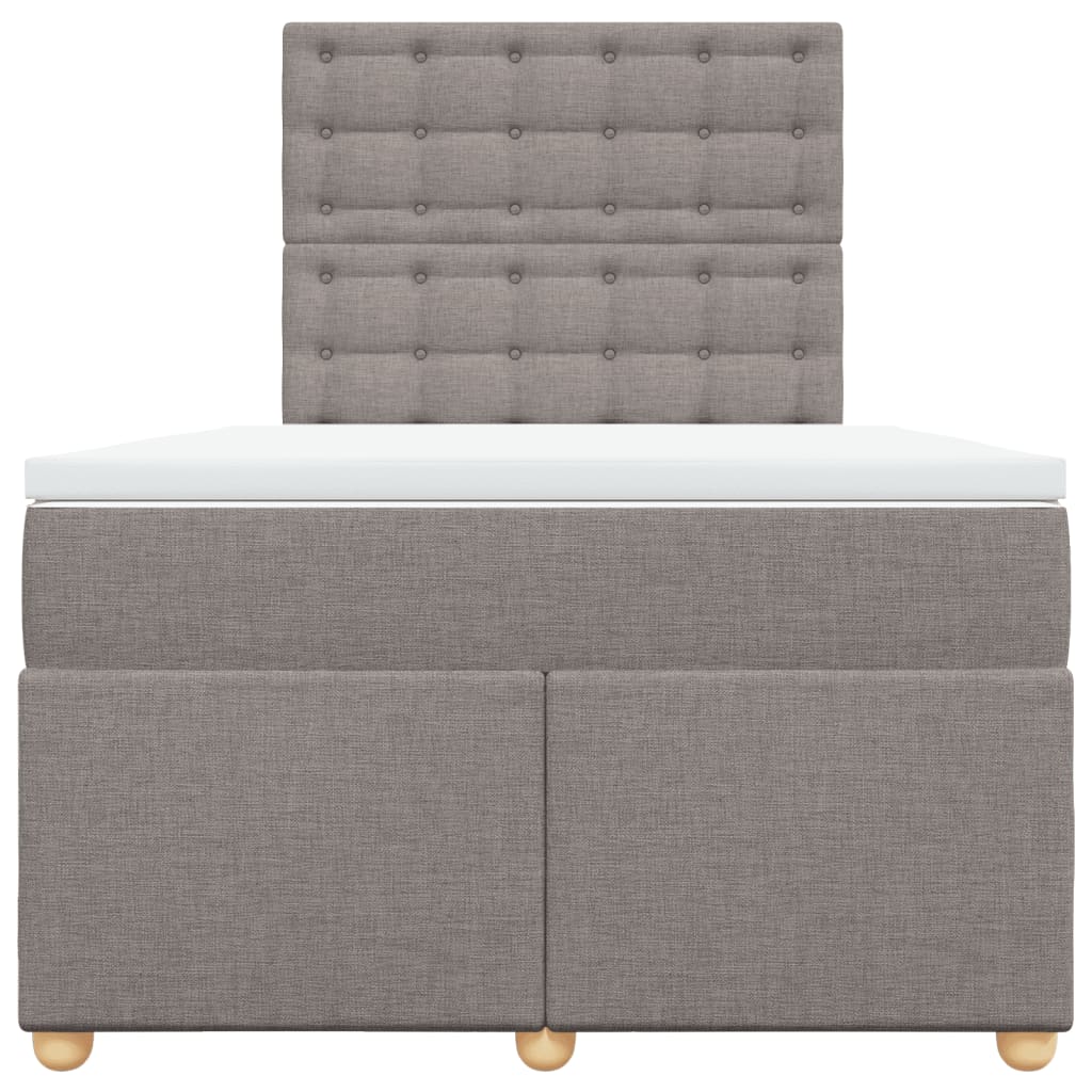 vidaXL Łóżko kontynentalne z materacem, taupe, 120x190 cm, tkanina