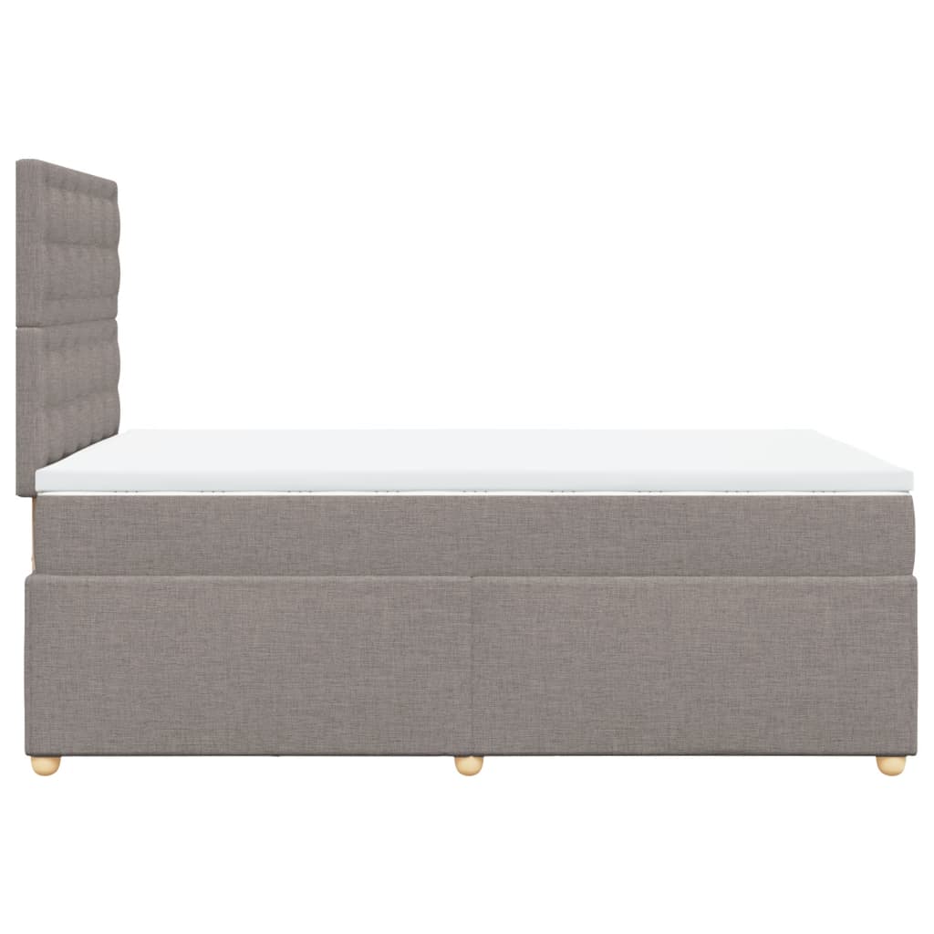 vidaXL Łóżko kontynentalne z materacem, taupe, 120x190 cm, tkanina