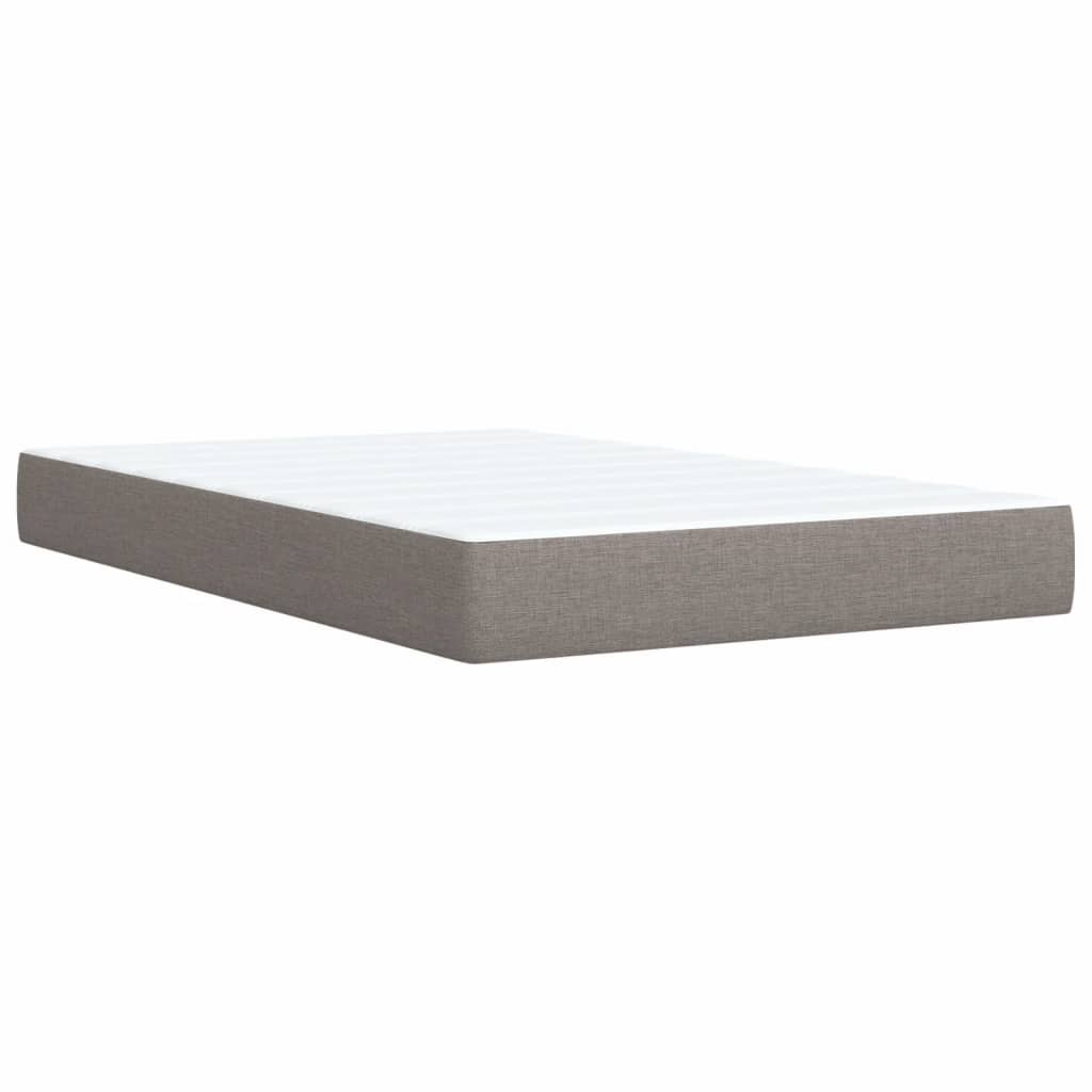 vidaXL Łóżko kontynentalne z materacem, taupe, 120x190 cm, tkanina