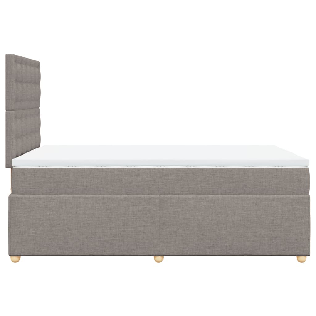 vidaXL Łóżko kontynentalne z materacem, taupe, tkanina, 120x200 cm