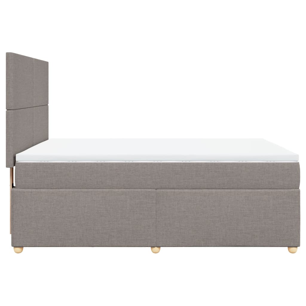 vidaXL Łóżko kontynentalne z materacem, taupe, tkanina, 140x190 cm