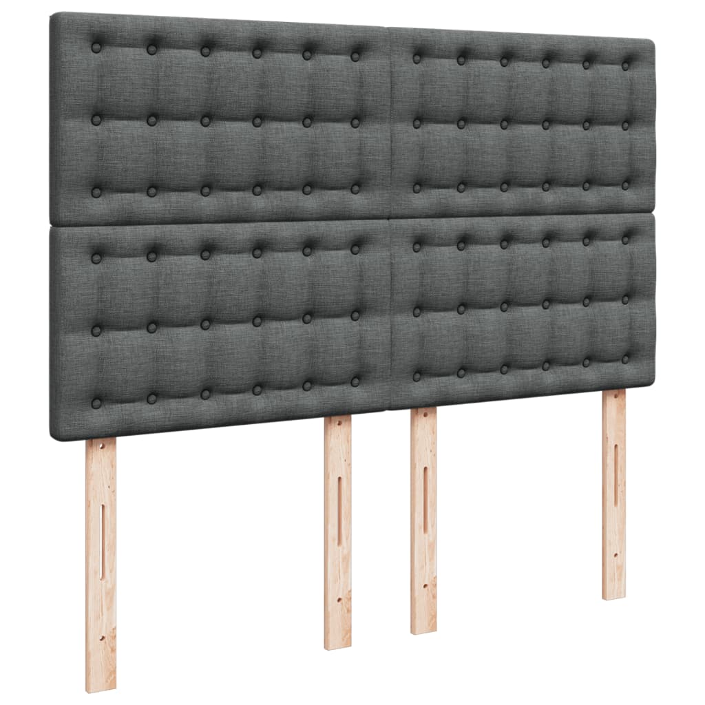 vidaXL Łóżko kontynentalne z materacem, ciemnoszara tkanina 140x190 cm