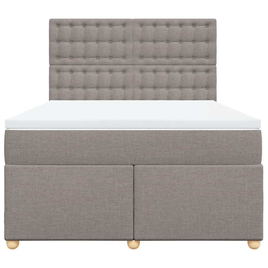 vidaXL Łóżko kontynentalne z materacem, taupe, tkanina, 140x190 cm