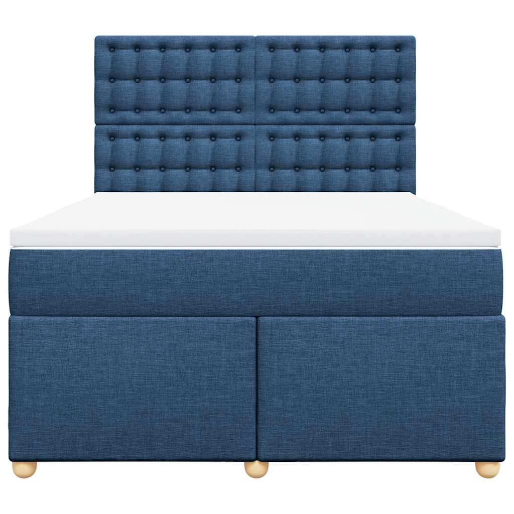 vidaXL Łóżko kontynentalne z materacem, niebieskie, tkanina 140x190 cm
