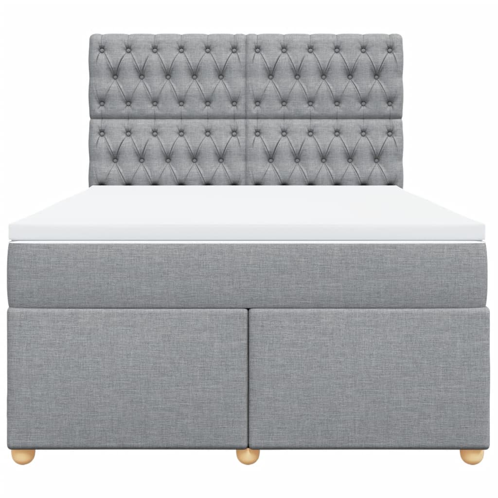 vidaXL Łóżko kontynentalne z materacem, jasnoszare 140x200 cm, tkanina