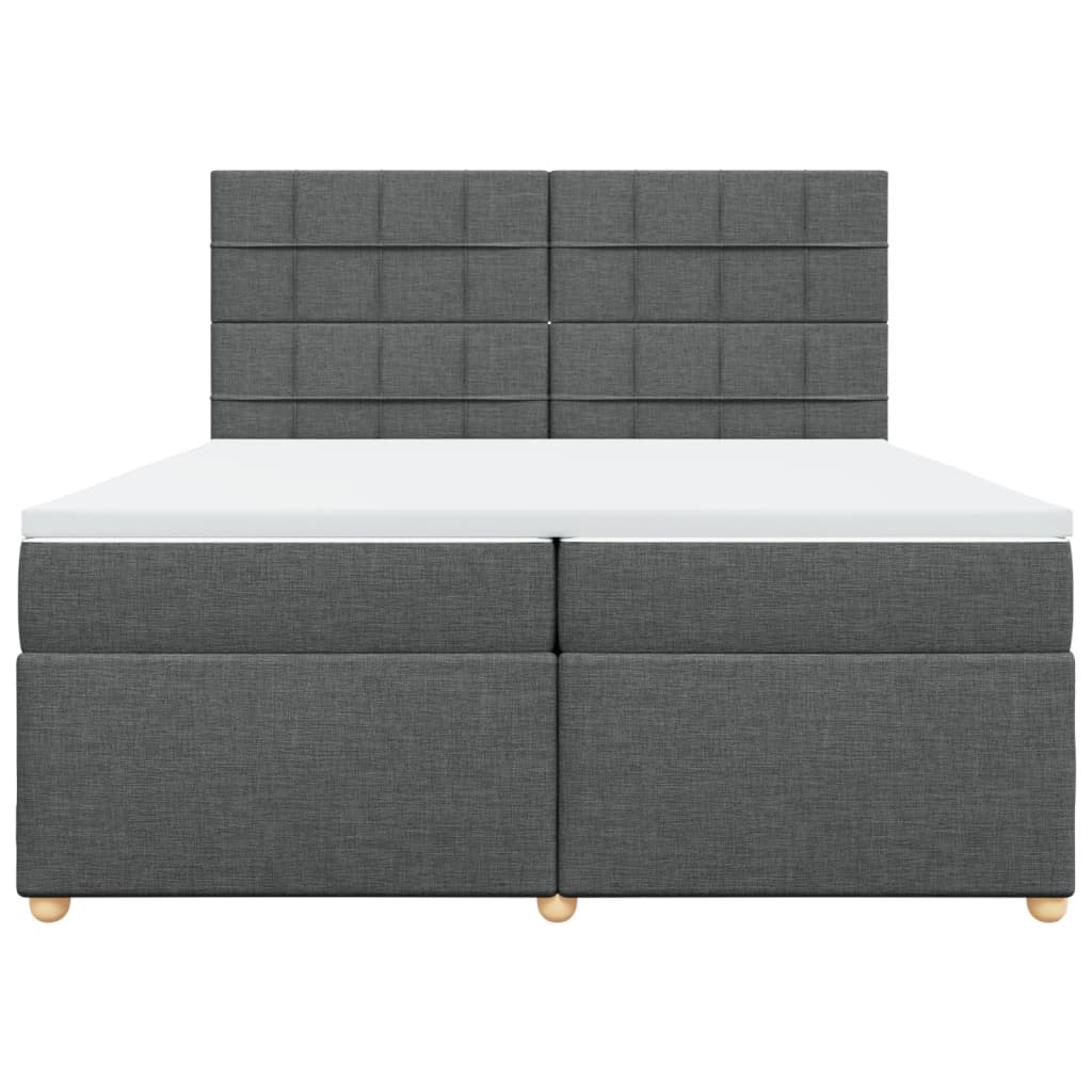 vidaXL Łóżko kontynentalne z materacem, ciemnoszara tkanina 200x200 cm
