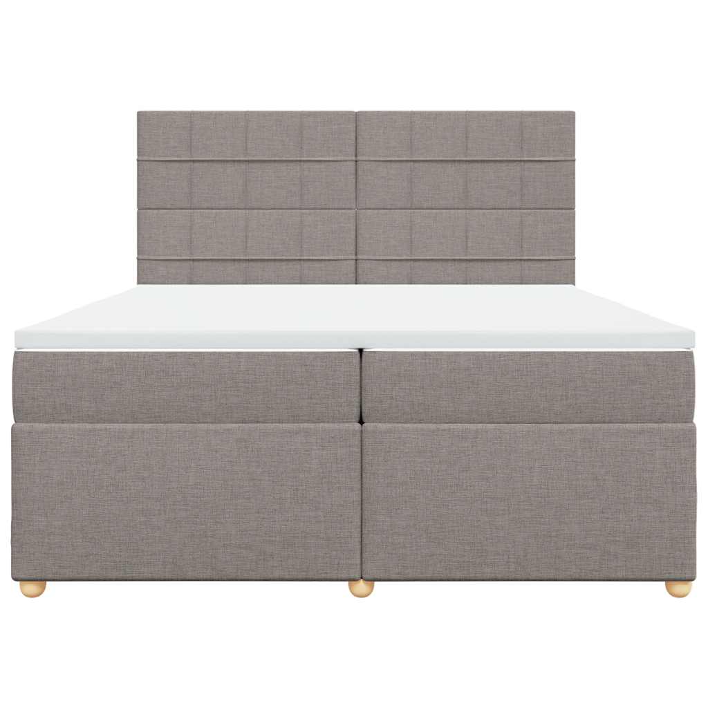 vidaXL Łóżko kontynentalne z materacem, taupe, tkanina, 200x200 cm