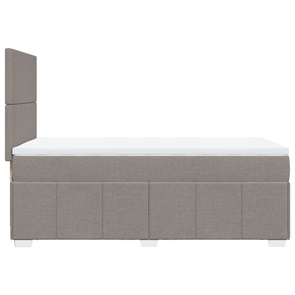 vidaXL Łóżko kontynentalne z materacem, taupe, tkanina, 90x200 cm