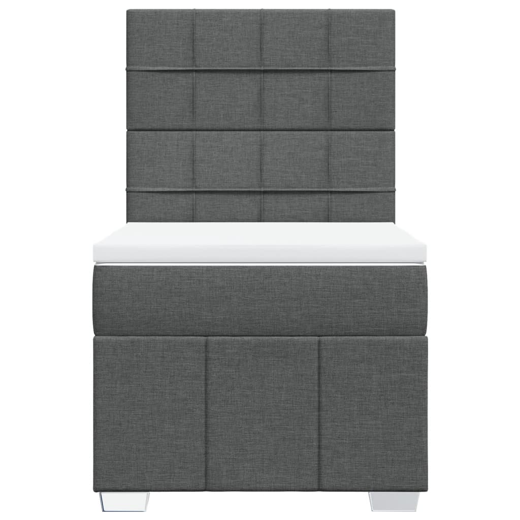vidaXL Łóżko kontynentalne z materacem, ciemnoszara tkanina 90x200 cm
