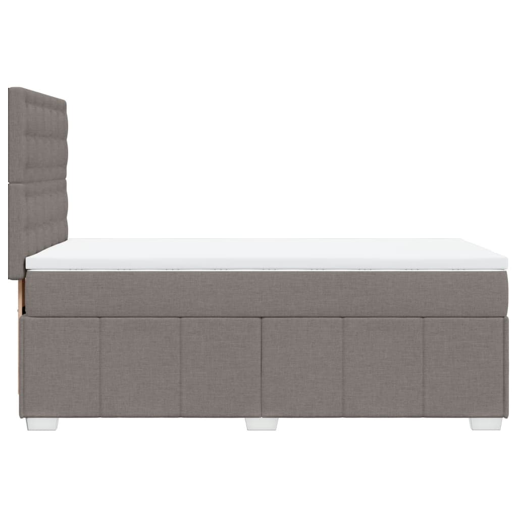 vidaXL Łóżko kontynentalne z materacem, taupe, tkanina, 90x200 cm