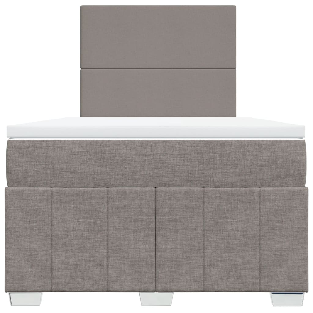 vidaXL Łóżko kontynentalne z materacem, taupe, 120x190 cm, tkanina