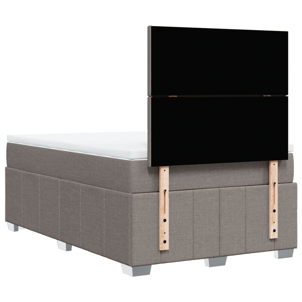 vidaXL Łóżko kontynentalne z materacem, taupe, 120x190 cm, tkanina